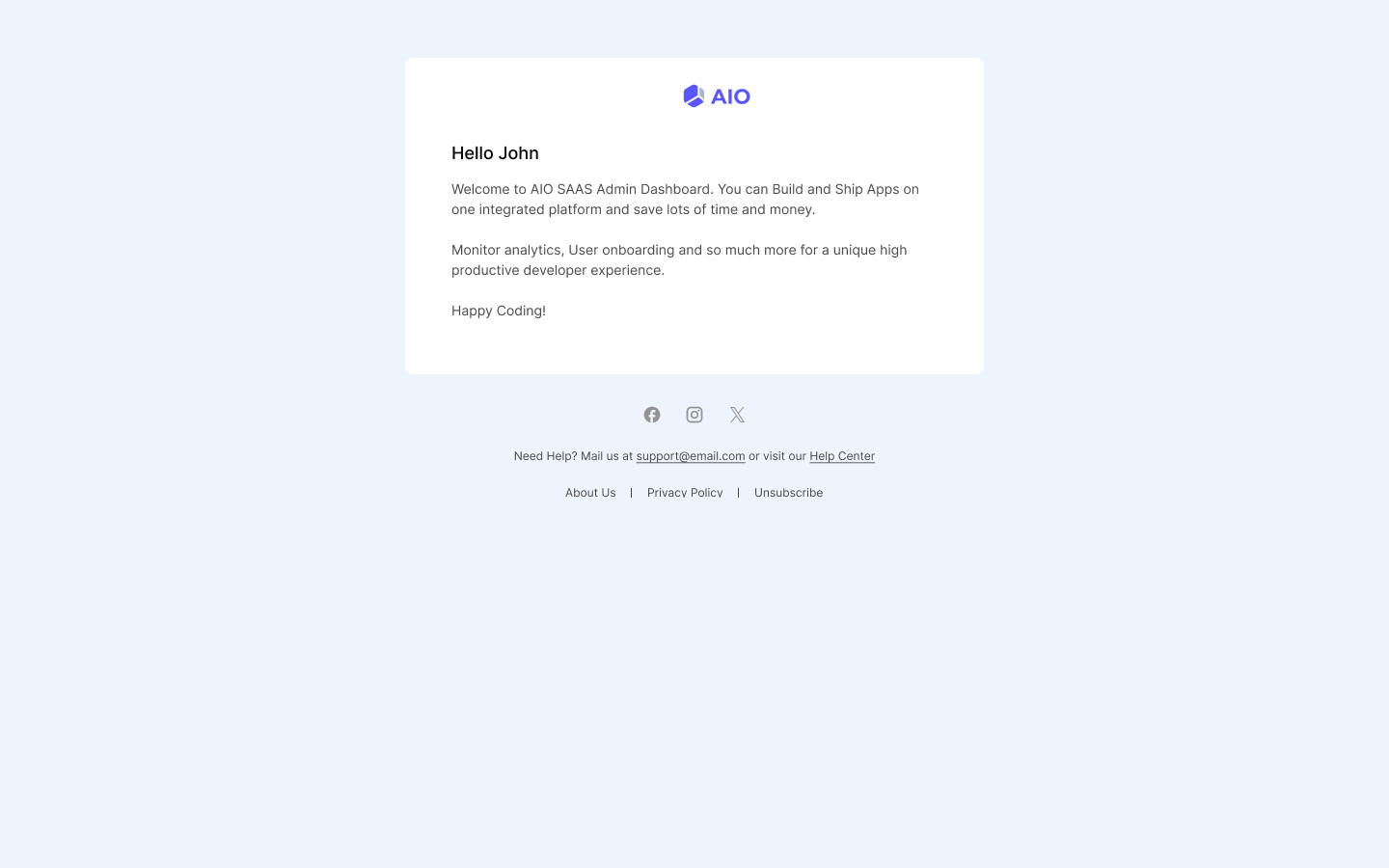 Simple Welcome Email Image